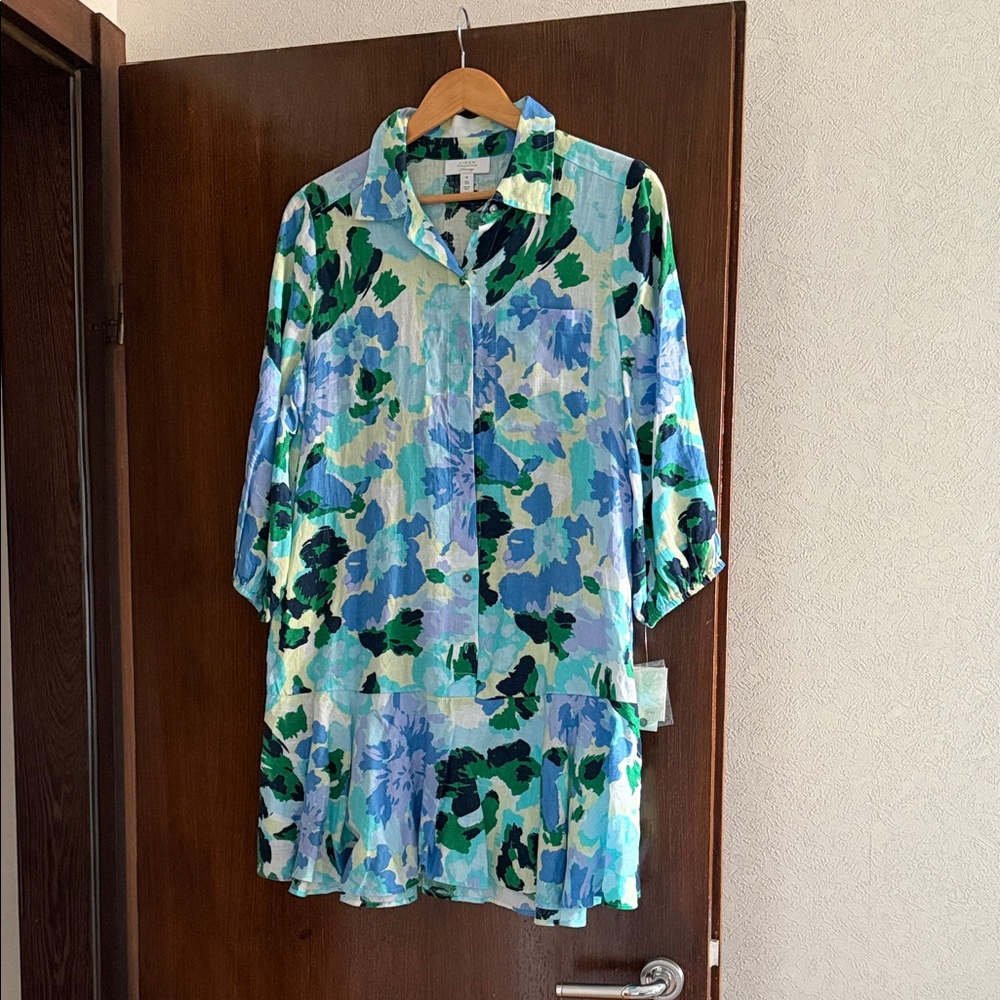 Charter Club Blue and Green Linen Dress